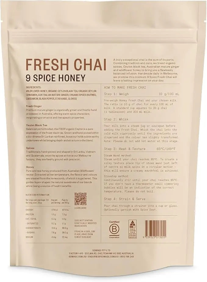 9 Spice Honey Fresh Chai The Wood Roaster