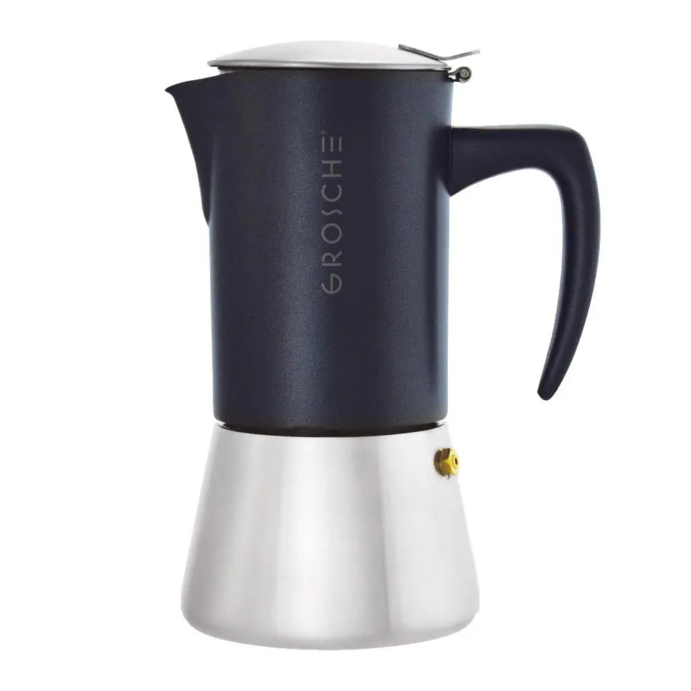 GROSCHE Milano Stovetop Espresso Maker - Steel - The Wood Roaster