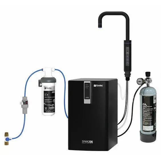 SPARQ-S6-BK Filtered Sparkling, Chilled & Boiling Hot, Matt Black Faucet + Ultra-Z Filtration - The Wood Roaster